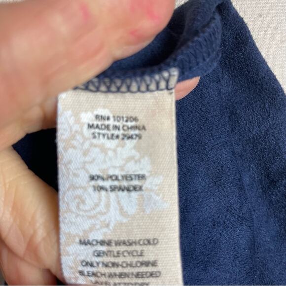 Soft Surroundings Navy Faux Suede Embellished Dress Medium - Picture 8 of 8